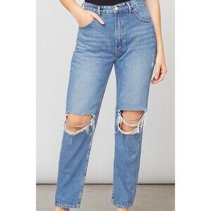 American Eagle Jeans Women's 20 Long Strigid Mom Jeans Blown Out Blue High Rise